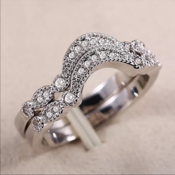 Jewelry - New 2PC Set 925 Silver Diamonds Ring
